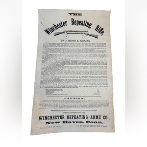 Vintage Winchester Repeating Rifle Advertising Ad Poster 11.25x18.25
